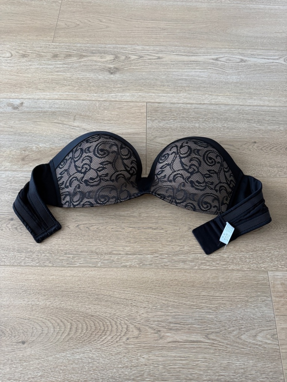 Strapless Bra Lace Push Up Black